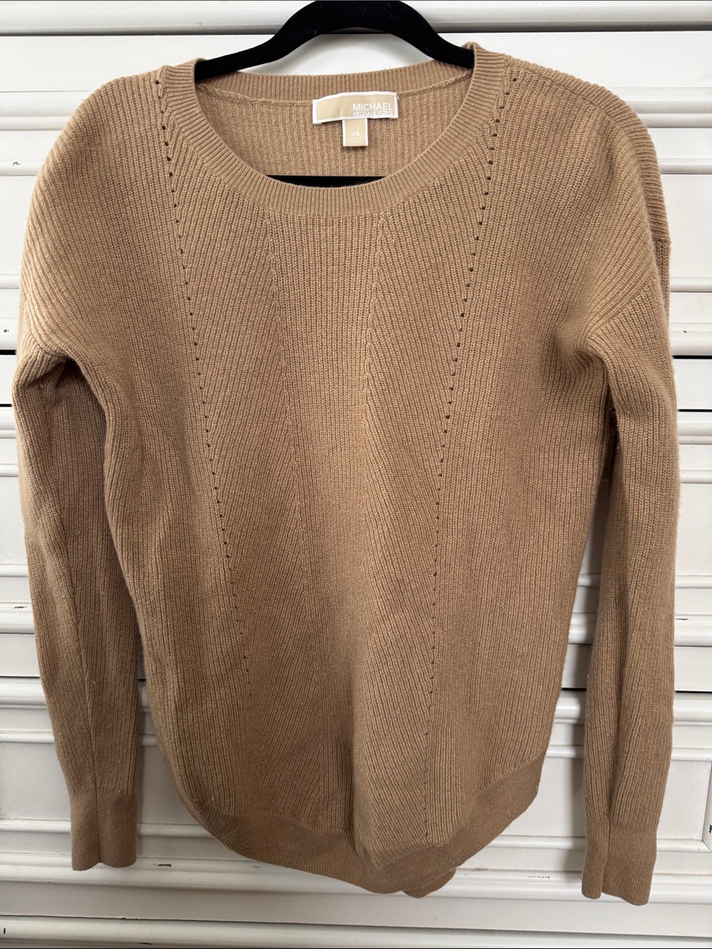 MICHAEL Michael Kors Camel Crewneck Ribbed Sweater
